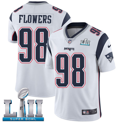 Nike Patriots #98 Trey Flowers White Super Bowl LII Men's Stitched NFL Vapor Untouchable Limited Jer