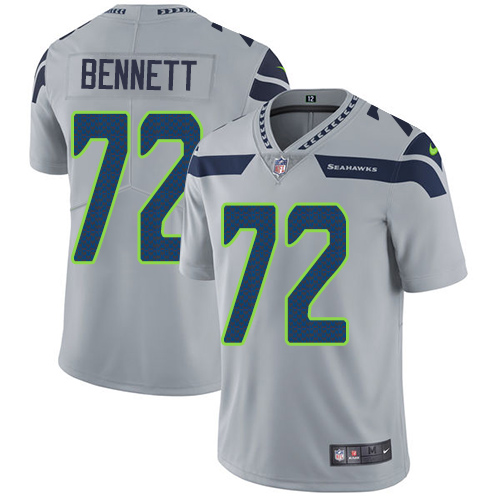 Nike Seahawks #72 Michael Bennett Grey Alternate Men's Stitched NFL Vapor Untouchable Limited Jersey