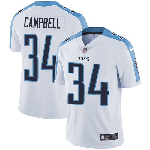 Nike Titans #34 Earl Campbell White Men's Stitched NFL Vapor Untouchable Limited Jersey - Click Image to Close