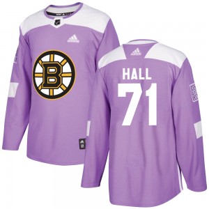 Boston Bruins #71 Taylor Hall Authentic Fights Cancer Practice Purple Jersey