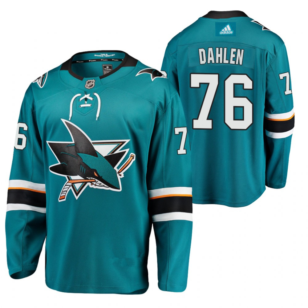 San Jose Sharks #76 Jonathan Dahlen Teal Home Authentic Stitched NHL Jersey