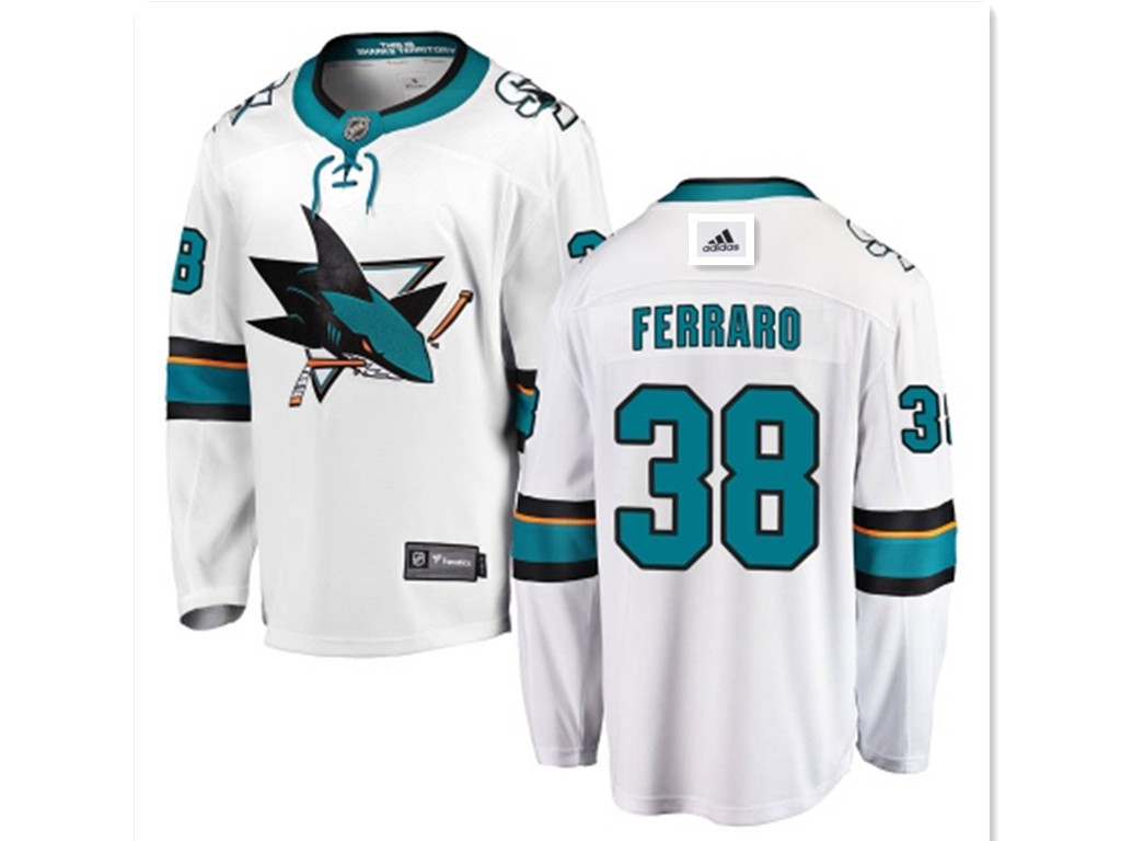 San Jose Sharks #38 mario ferraro branded away breakaway white jersey