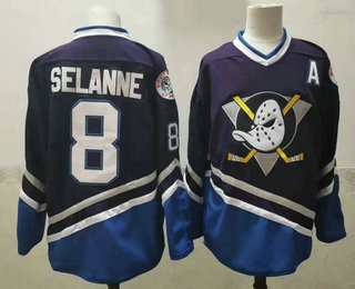 Anaheim Ducks #8 Teemu Selanne 1995-96 Purple CCM Vintage Throwback Jersey