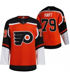 Philadelphia Flyers #79 Carter Hart Orange 2021 Reverse Retro Authentic Jersey - Click Image to Close