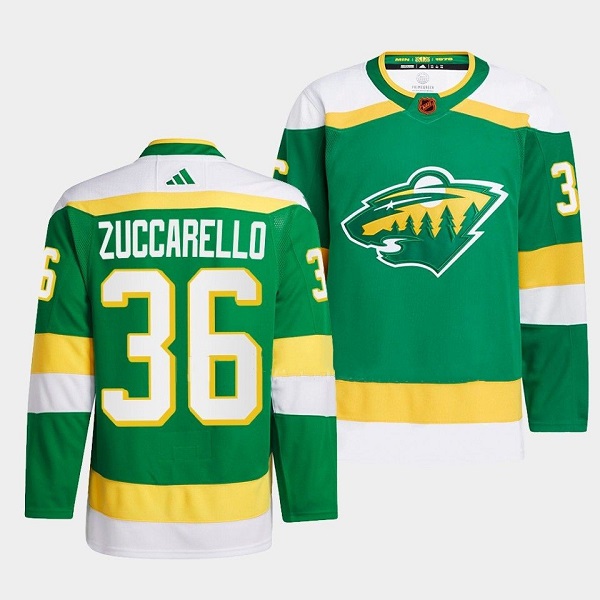 Minnesota Wild #36 Mats Zuccarello Green 2022-23 Reverse Retro Stitched Jersey - Click Image to Close