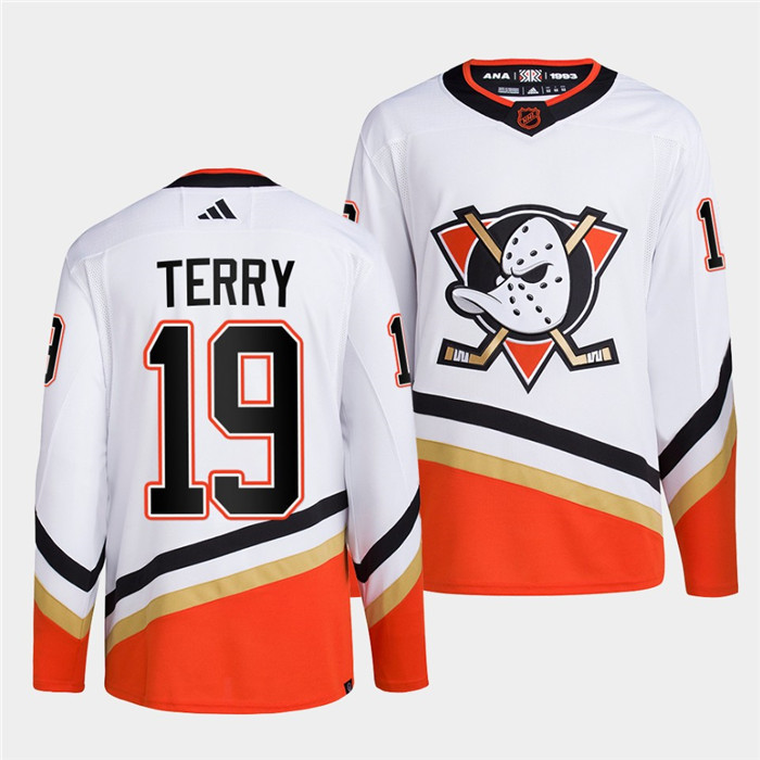 Anaheim Ducks #19 Troy Terry White 2022-23 Reverse Retro Stitched Jersey - Click Image to Close
