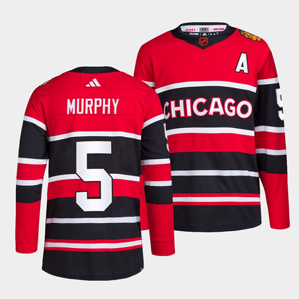 Chicago Blackhawks #5 Connor Murphy Red Black 2022 Reverse Retro Stitched Jersey - Click Image to Close