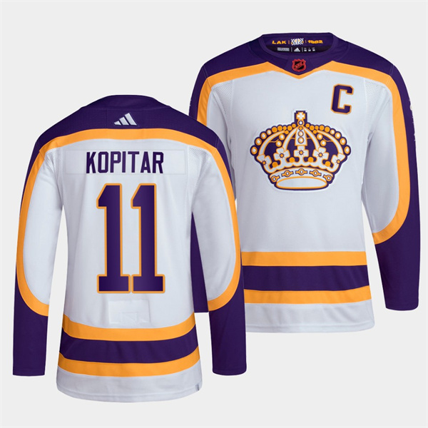 Los Angeles Kings #11 Anze Kopitar White 2022 Reverse Retro Stitched Jersey - Click Image to Close