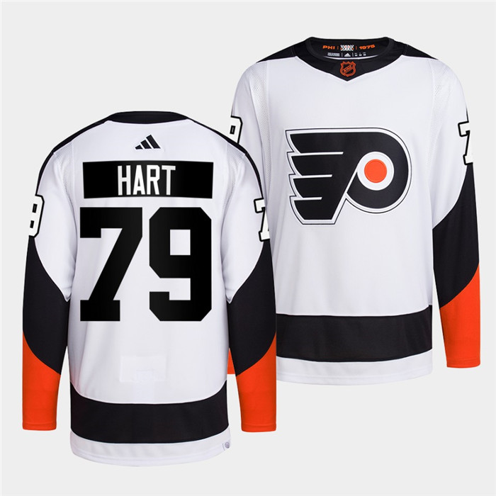 Philadelphia Flyers #79 Carter Hart White 2022 Reverse Retro Stitched Jersey - Click Image to Close