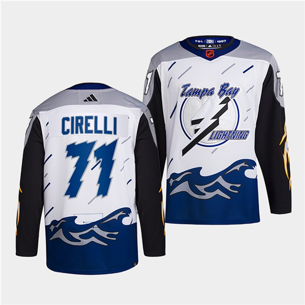 Tampa Bay Lightning #71 Anthony Cirelli White 2022 Reverse Retro Stitched Jersey