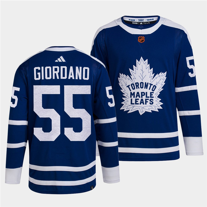 Toronto Maple Leafs Black #55 Mark Giordano Blue 2022 Reverse Retro Stitched Jersey - Click Image to Close