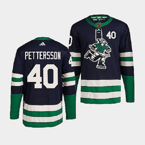 Vancouver Canucks #40 Elias Pettersson Navy 2022 Reverse Retro Stitched Jersey