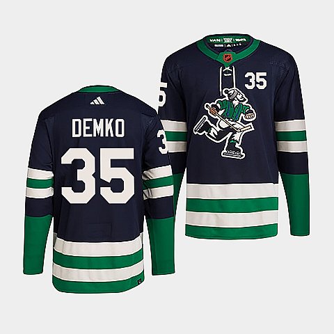 Vancouver Canucks #35 Thatcher Demko Navy 2022 Reverse Retro Stitched Jersey - Click Image to Close