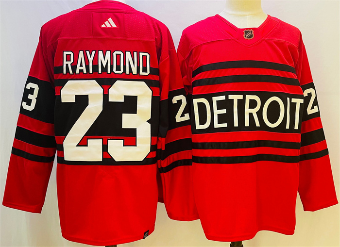 Detroit Red Wings #23 Lucas Raymond Red 2022-23 Reverse Retro Stitched Jersey