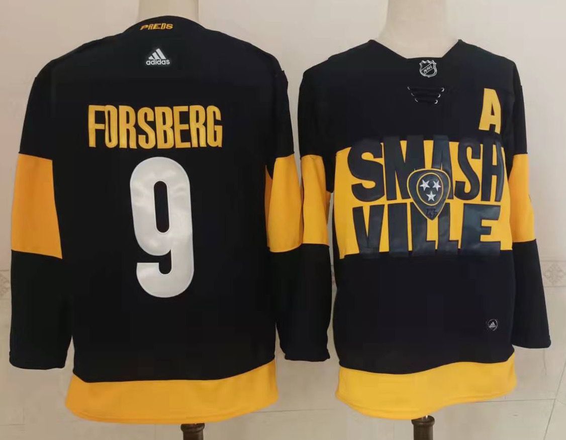 Nashville Predators #9 Filip Forsberg Black 2022 Stadium Series Stitched NHL Jersey