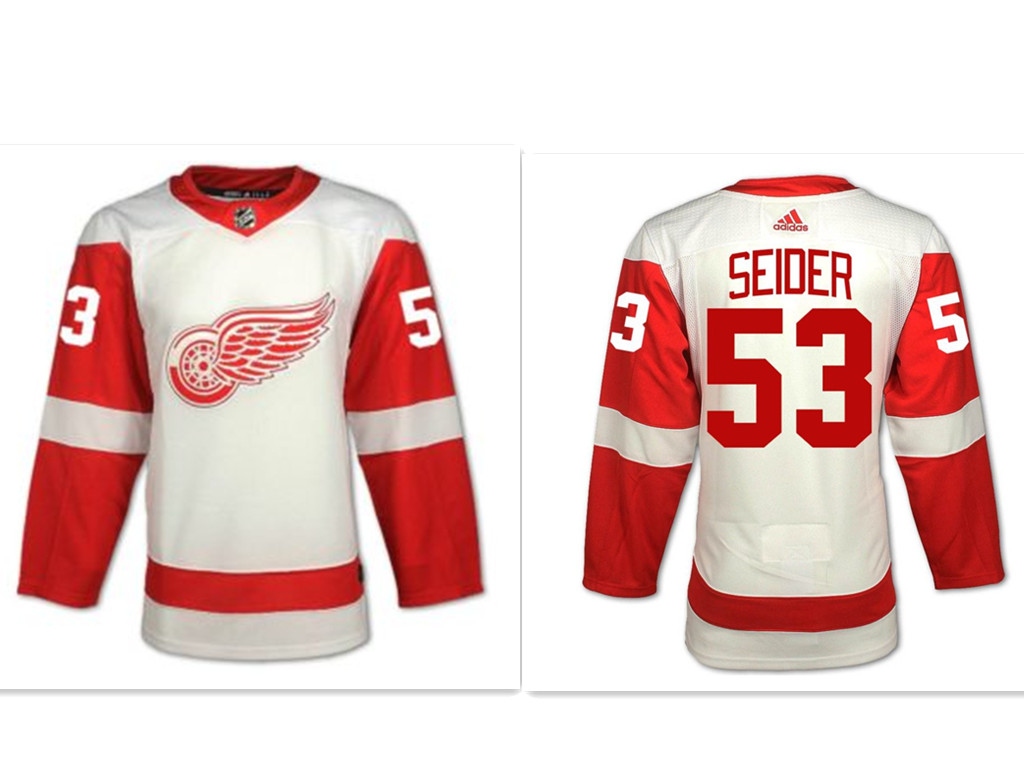 Detroit Red Wings #53 Moritz Seider White Away Hockey Stitched NHL Jersey