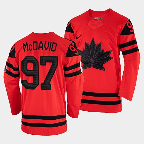 Connor McDavid Canada Hockey Red 2022 Beijing Winter Olympic #97 Away Rrplica Jersey