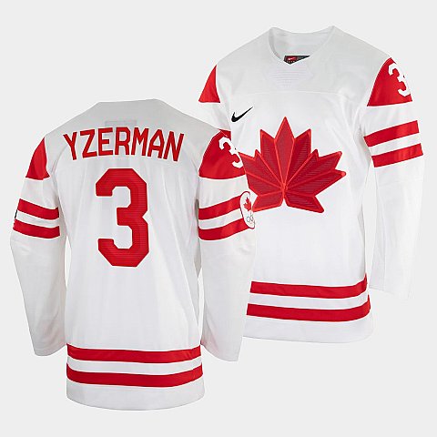 Steve Yzerman Canada Hockey White 2022 Winter Olympic #3 Salt Lake City Jersey