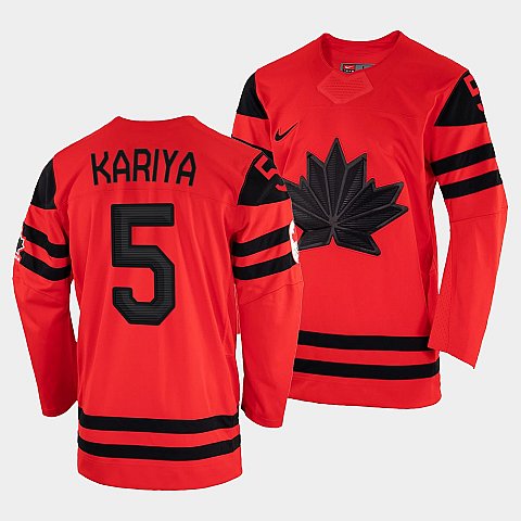 Canada Hockey Paul Kariya Red 2022 Winter Olympic #5 Gold Winner Jersey