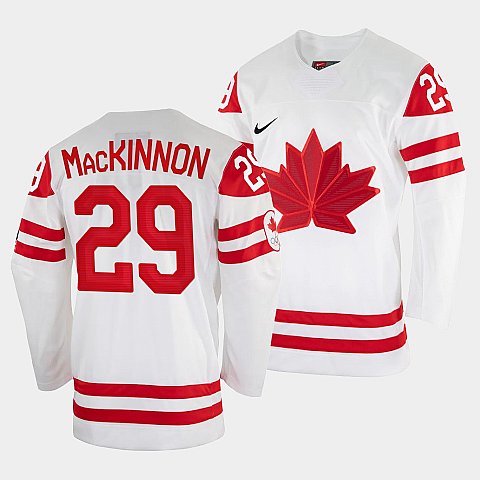 Nathan MacKinnon Canada Hockey White 2022 Beijing Winter Olympic #29 Home Jersey