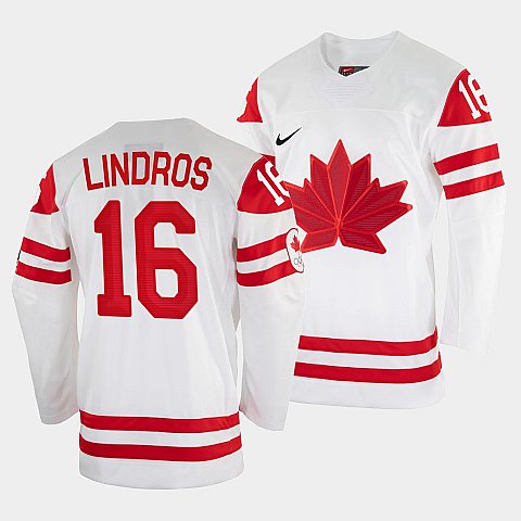 Eric Lindros Canada Hockey White 2022 Winter Olympic #16 Salt Lake City Jersey - Click Image to Close