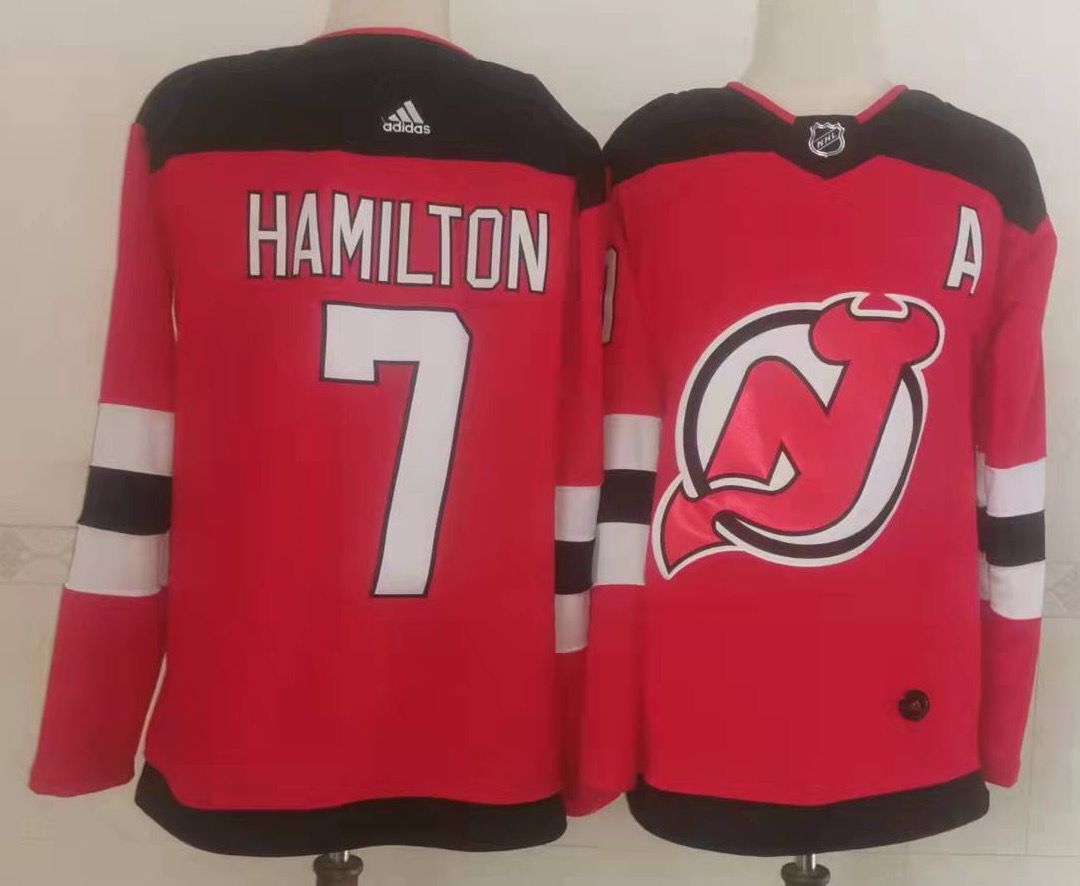 New Jersey Devils #7 Dougie Hamilton Red Authentic Jersey - Click Image to Close