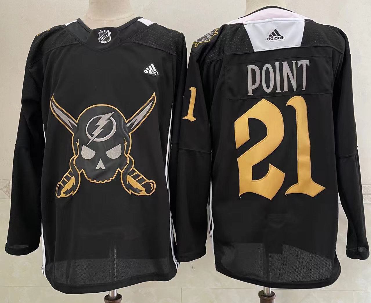 Tampa Bay Lightning #21 Brayden Point Black Pirate Themed Warmup Authentic Jersey