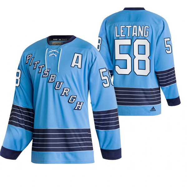 Pittsburgh Penguins #58 Kris Letang 2022 Blue Classics Stitched Jersey