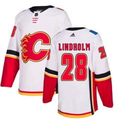 Calgary Flames #28 Elias Lindholm White Road Authentic Stitched NHL Jersey