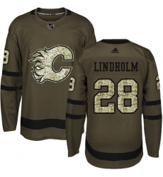 Calgary Flames #28 Elias Lindholm Green Salute to Service Stitched NHL Jersey