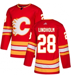 Calgary Flames #28 Elias Lindholm Red Alternate Authentic Stitched NHL Jersey