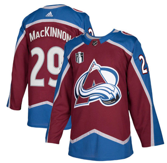 Colorado Avalanche #29 Nathan MacKinnon 2022 Burgundy Stanley Cup Final Patch Stitched Jersey