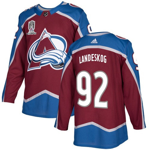 Colorado Avalanche #92 Gabriel Landeskog 2022 Stanley Cup Champions Patch Stitched Jersey