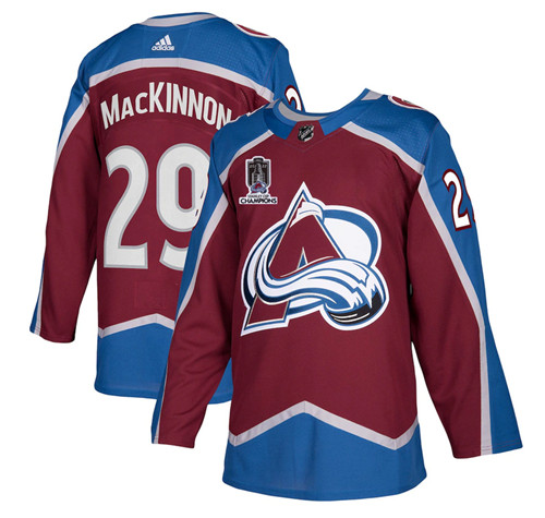 Colorado Avalanche #29 Nathan MacKinnon 2022 Stanley Cup Champions Patch Stitched Jersey