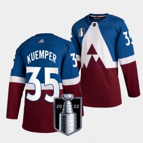 Colorado Avalanche ##35 Darcy Kuemper Blue 2022 Stanley Cup Final Patch Stitched NHL Jersey