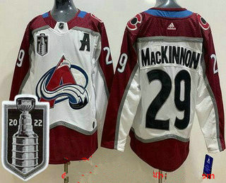 Colorado Avalanche #29 Nathan MacKinnon White 2022 Stanley Cup Stitched Jersey