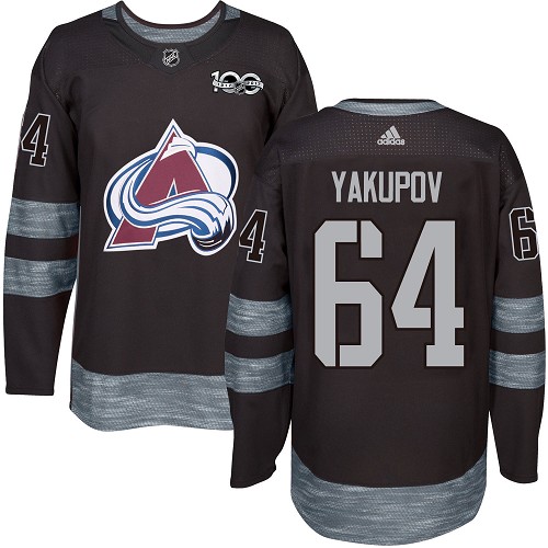 Adidas Avalanche #64 Nail Yakupov Black 1917-2017 100th Anniversary Stitched NHL Jersey