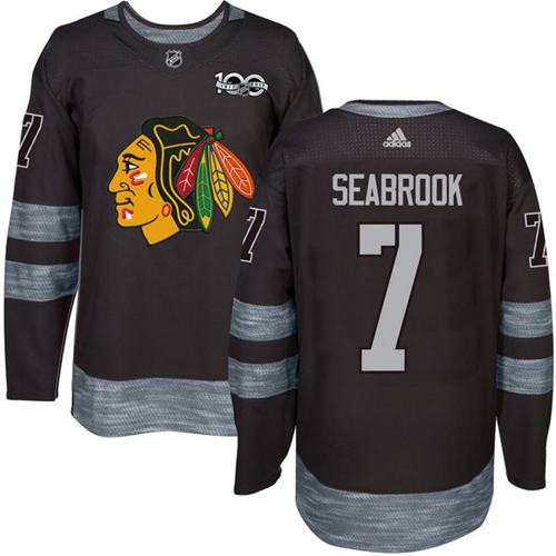 Adidas Blackhawks #7 Brent Seabrook Black 1917-2017 100th Anniversary Stitched NHL Jersey