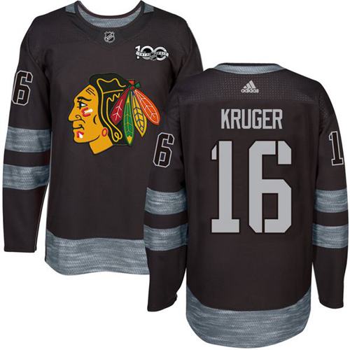 Adidas Blackhawks #16 Marcus Kruger Black 1917-2017 100th Anniversary Stitched NHL Jersey