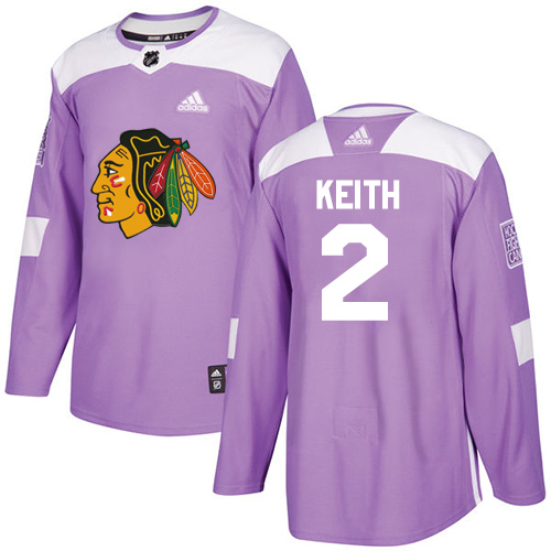 Adidas Blackhawks #2 Duncan Keith Purple Authentic Fights Cancer Stitched NHL Jersey - Click Image to Close
