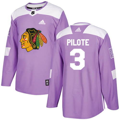Adidas Blackhawks #3 Pierre Pilote Purple Authentic Fights Cancer Stitched NHL Jersey - Click Image to Close