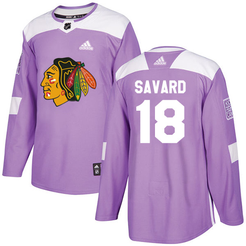 Adidas Blackhawks #18 Denis Savard Purple Authentic Fights Cancer Stitched NHL Jersey
