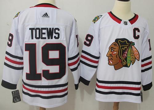 Adidas Blackhawks #19 Jonathan Toews White Road Authentic Stitched NHL Jersey