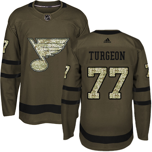 Adidas Blues #77 Pierre Turgeon Green Salute to Service Stitched NHL Jersey - Click Image to Close