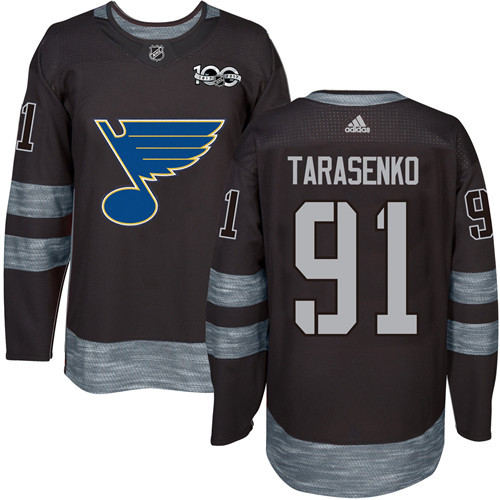 Adidas Blues #91 Vladimir Tarasenko Black 1917-2017 100th Anniversary Stitched NHL Jersey