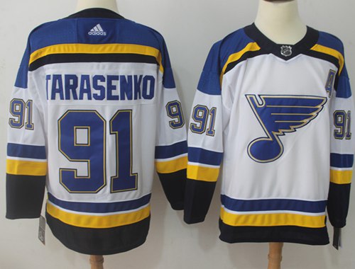 Adidas Blues #91 Vladimir Tarasenko White Road Authentic Stitched NHL Jersey - Click Image to Close