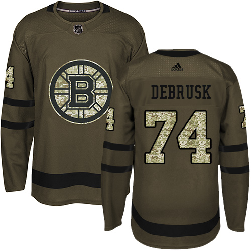 Adidas Bruins #74 Jake DeBrusk Green Salute to Service Stitched NHL Jersey - Click Image to Close