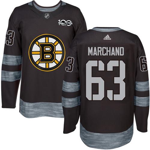Adidas Bruins #63 Brad Marchand Black 1917-2017 100th Anniversary Stitched NHL Jersey - Click Image to Close