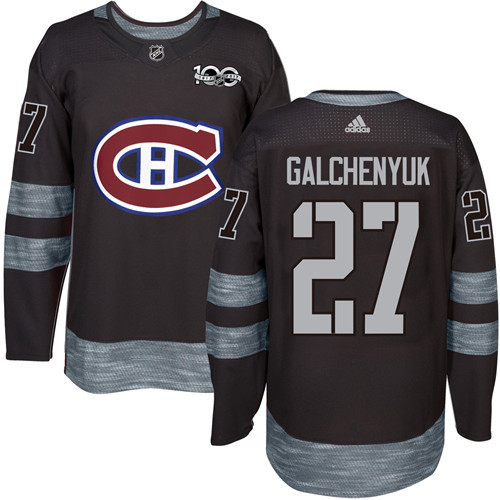 Adidas Canadiens #27 Alex Galchenyuk Black 1917-2017 100th Anniversary Stitched NHL Jersey