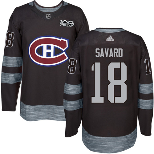 Adidas Canadiens #18 Serge Savard Black 1917-2017 100th Anniversary Stitched NHL Jersey